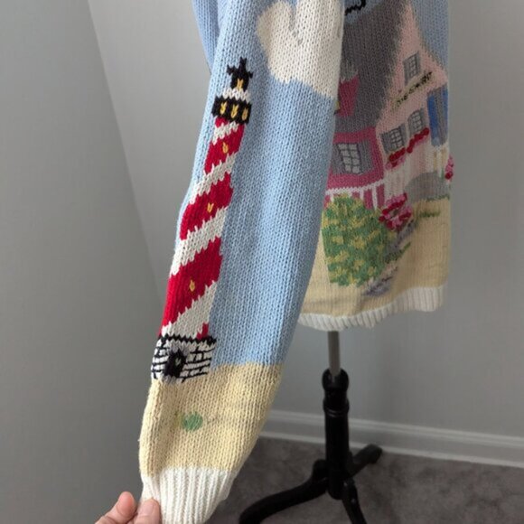 Vintage Design Options Seaside Button Up Knit Cardigan Sweater, Large - Picture 3 of 6